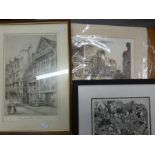 A quantity of mainly Scottish interest signed engravings and watercolours to include Brassrock by