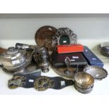 A quantity of silver plate and other metalware to include cutlery, entree dishes,