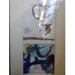 A framed mixed media 'Blue and Grey Circle', Gallery label verso, by Lorna Rose RCA (28.5cm x 69.
