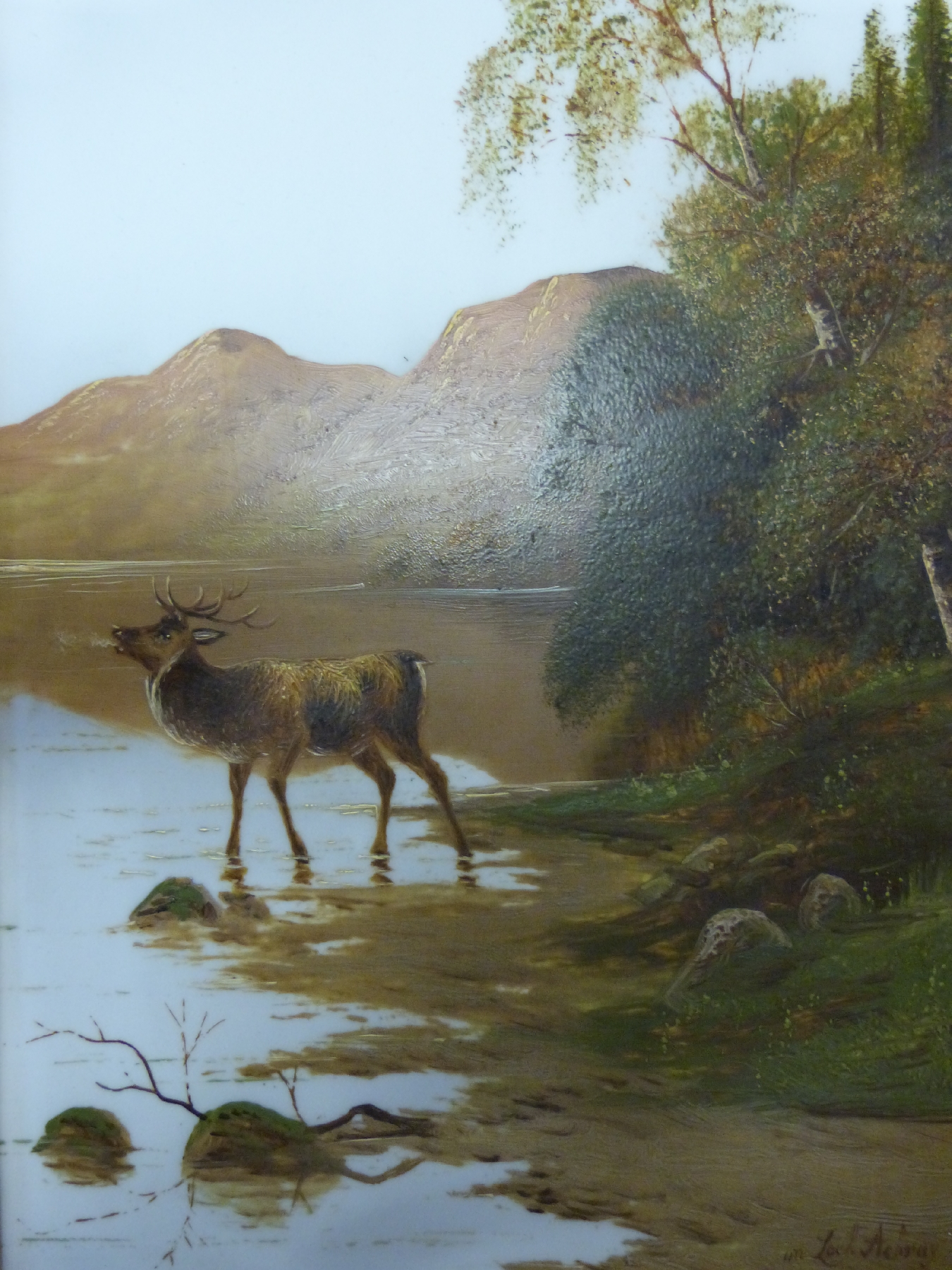 B Davis: A pair of oils on glass of Highland scenes, one titled "Above Braemar", - Image 10 of 10