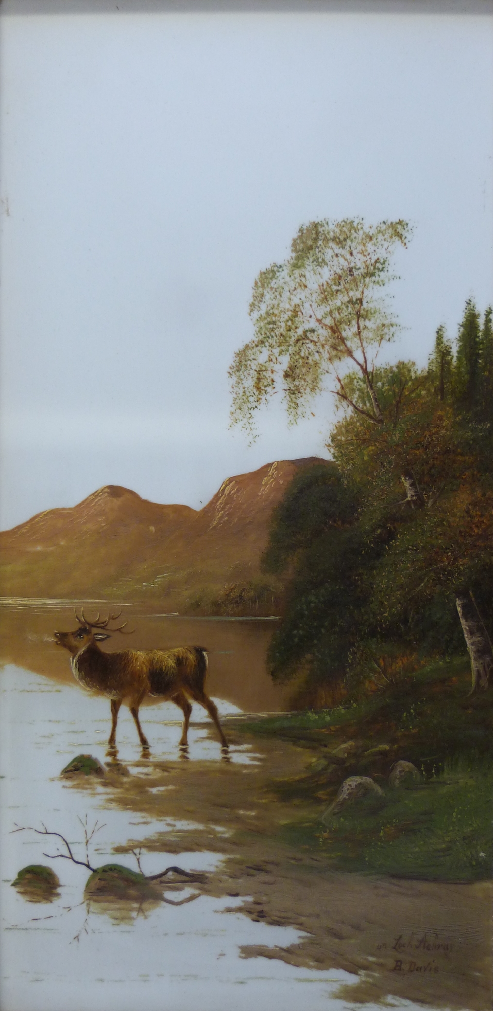 B Davis: A pair of oils on glass of Highland scenes, one titled "Above Braemar", - Image 5 of 10