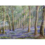A white framed and glazed acrylic on paper 'Bluebells' signed and dated SR Gilmore 2004 (41cm x