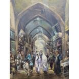 Arthur Sarkissian oil on canvas 'Tehran' Iranian market scene