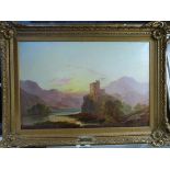 G B Sticks (1843-1938): Oil on canvas "Invergarry Castle Evening",