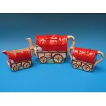 A 1930s wagon train tea set, teapot,