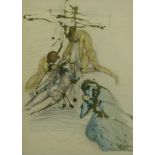 Salvador Dali: Lithograph "De Cruce Deposition" plate 97 with certificate stating that the item is