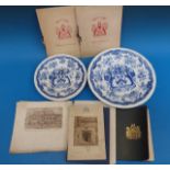 Four transfer printed plates with Minton impressed stamp and marked Gardiner to base,