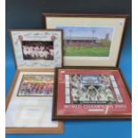 A selection of framed rugby related prints,