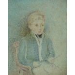 Two late Georgian/ early Victorian miniature watercolours of a young lad as a scholar,