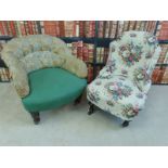 Two 19thC occasional chairs with turned front legs