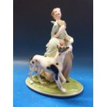 An Australian Keramos figurine of a lady with Great Dane