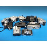 A collection of vintage cameras to include Kodak, Retinette,