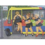 Beryl Cook print 'The Bus Stop' signed in pencil to margin and embossed AGP lower left (39 x 50cm)