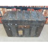 A wooden metal bound 19thC steamer trunk with White Star label (L87 x W52 x H64cm)