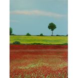 Roy Wallis: Acrylic on canvas 'Poppy & Rapeseed near Bath' signed and dated 12 lower left and