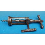 A 19thC steel sidewinding corkscrew