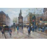 Kevin Peeters: Oil on canvas street scene,