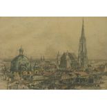 Joseph Kidenberger signed etching St Stephens Cathedral Vienna,