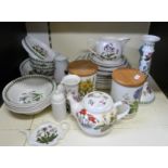 A collection of Portmeirion "Botanic Garden" ceramics including teapot and storage jars