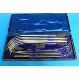 A cased set of 'Down Bros opposite Guys Hospital' hallmarked silver catheters, 12 in total,