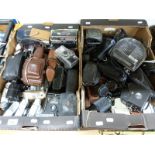 A quantity of vintage cameras and accessories to include Mercury CC, Russian variable viewfinder,
