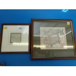 Four framed maps of geographical interest showing British settlements in the Malay Peninsular,