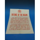 A late 1930s Defence of the Realm poster, with WWII Churchill interest
