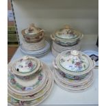 A Royal Doulton dinner service with floral design on ivory ground together with other plates