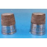 Two silver plated 'Just a thimble full' shot measures