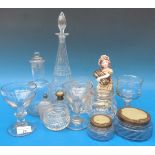 Glassware to include three Georgian glass rummers,