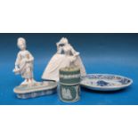 A Wedgwood pot and lidded oblong dish,