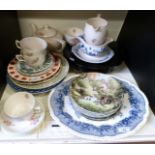 A collection of china including Wedgwood Avebury cake plate, Masons Manchu, Japanese dishes,