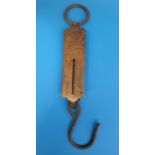 A steel cased fisherman's thermometer together with three sets of hanging scales,