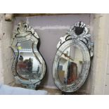 Two decorative Venetian style mirrors with bevelled glass,