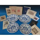 Four transfer printed plates with Minton impressed stamp and marked Gardiner to base,