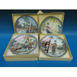 Four boxed artisan painted plates by 'Master Artisan Zhao Huimin'