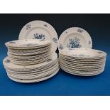 A quantity of Royal Worcester dinner ware in Blue Sprays pattern comprising 12 soup plates,