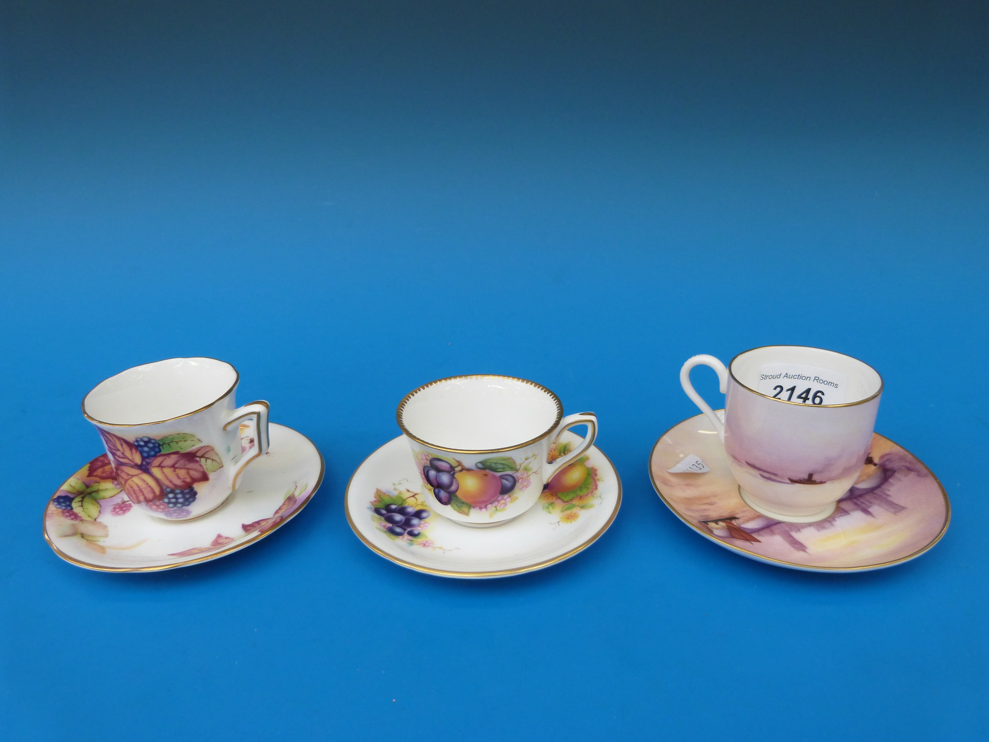 A large quantity of Royal Worcester decorative cups and saucers reviving old patterns - Image 3 of 3