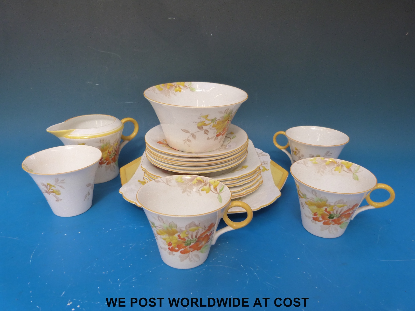 An Art Deco Shelley part tea set and Royal Adderley Harvard tea ware