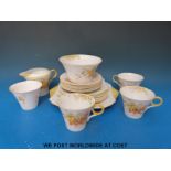 An Art Deco Shelley part tea set and Royal Adderley Harvard tea ware