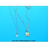 Two 9ct gold chains (8g) and two 9ct gold pendants,