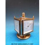 An Imhof brass desk clock, barometer,