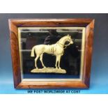 A framed gilt horse in rosewood frame (37 x 42cm)