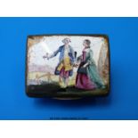 A George III enamel patch box with hinged lid,