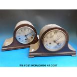 Two mantel clocks, one with two train movement,