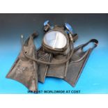 Vintage driving masks including twin hose,