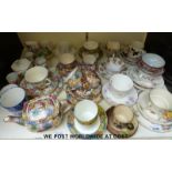 A collection of decorative tea ware including Royal Winton Marguerite, Florence,