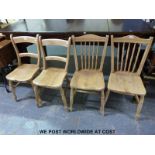 Two pairs of elm seated chairs