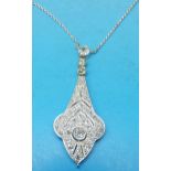 An Art Deco white metal necklace believed to be platinum,