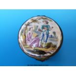 A George III period French enamel patch box,